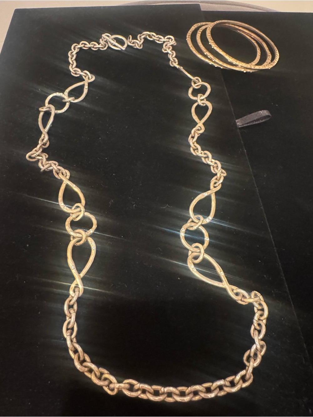 VINTAGE Ralph Lauren gold-tone necklace with crystal. 16” drop on neck